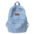 Women's Washed Denim Backpack Japanese StyleinsWind Street Fashion Simple and All-Matching College Students Bag Travel Backpack.