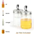 6PCS Stainless Steel 70mm Regular Mouth Mason Jar Pour Spout Lids with Plastic Caps for Olive Oil Cocktail Dispenser. 