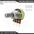 50K Ohm 2Pcs Variable Resistor / Potentiometer 3 Pin Single Gang Linear Taper, Rotary, Adjustable Variable Resistor / Potentiometer For Electric & Electronics..