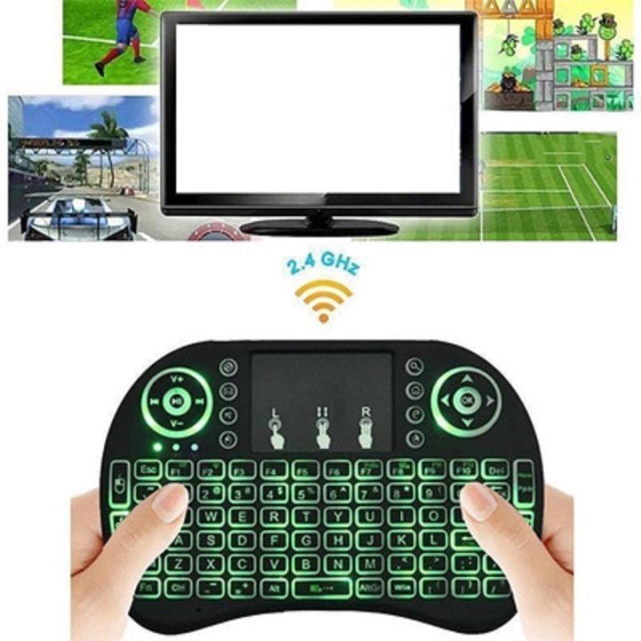 I8-B Wireless Rechargable Backlit Mini Keyboard With Touchpad Mouse - For Android Tv Box / Smart Tv Box