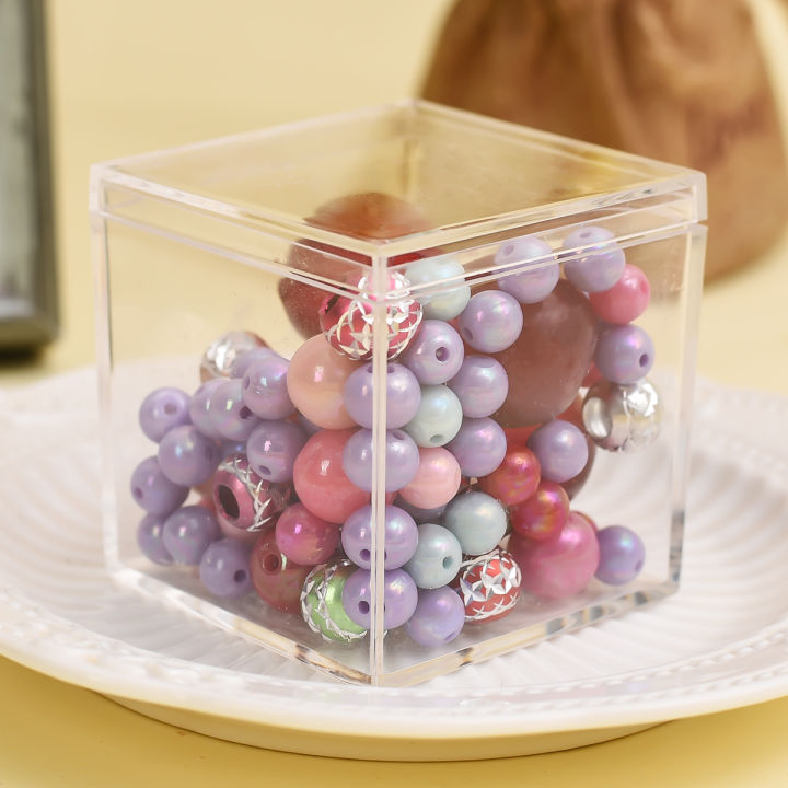1/3PCS Transparent Acrylic Plastic Square Cube Box With Lids Durable Candy Box Multiple Uses Transparent Case Home Organizer Container