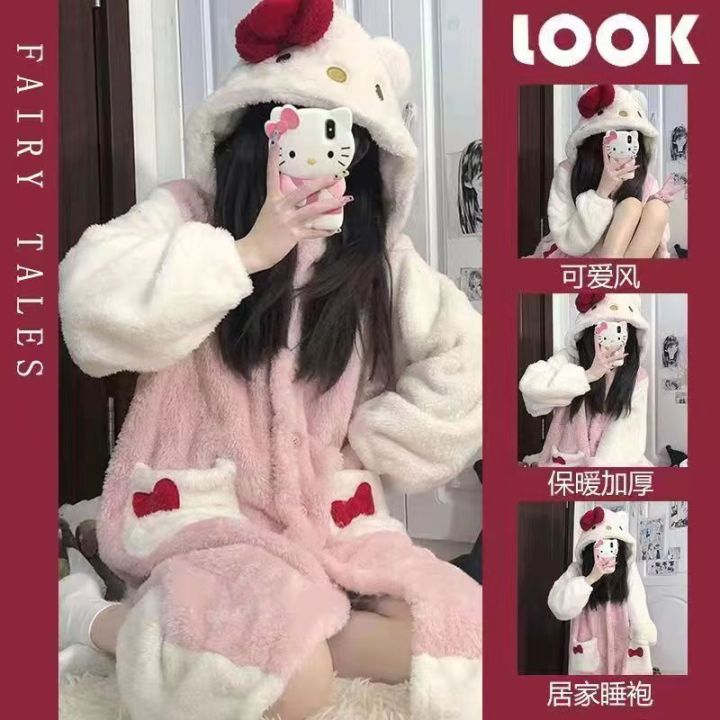 Coral%20velvet%20pajamas%20women's%20autumn%20and%20winter%20cute%20plush%20padded%20bathrobe%20robe%20robe%20long%20flannel%20loungewear%20set%20-%20Image%207