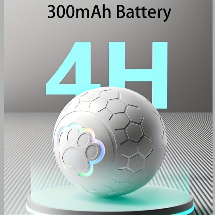 Smart Rechargeable LED Pet Ball – Automatic Bouncing Rolling Interactive Toy with RGB Lights