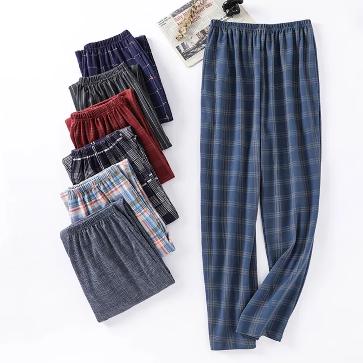 Casual%20Plaid%20Pants%204XL%20Sleepwear%20Men's%20Pajama%20Pants%20Spring%20Summer%20Cotton%20Trousers%20for%20Men%20Pajamas%20Male%20Comfortable%20Home%20PJ%20Pants%20-%20Image%202