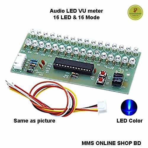 MCU Adjustable Display Tools DIY Pattern LED VU Meter Level Indicator 16 LED Dual Channel