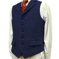 Lapel Men's Suits Vest V Neck Herringbone Wood Waistcoat Business Formal Casual Vest For Men Groomsmen For Wedding. 