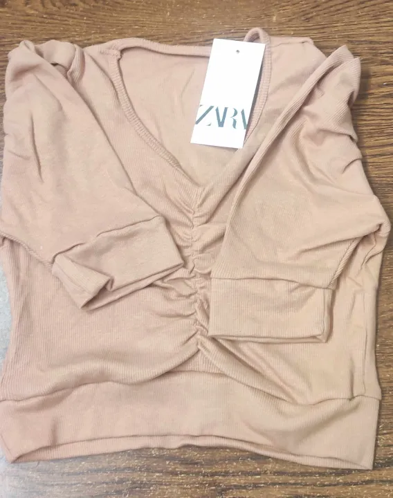Cotton%20Half%20Body%20short%20Sleeve%20Crop%20Tops%20Blouse%20for%20Women%20-%20Image%202