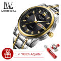 Louiswill Watch for Men - Illuminated Casual Wristwatch - Strap Colors: Golden White. 