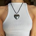 Rope chain necklace Hyperbole Exaggerated pendant necklace Glass pendant necklace Y2K fashion necklace Heart Beads chain necklace Unisex necklace Necklaces for Party necklace Fashion jewelry Gift for men Necklace for women. 
