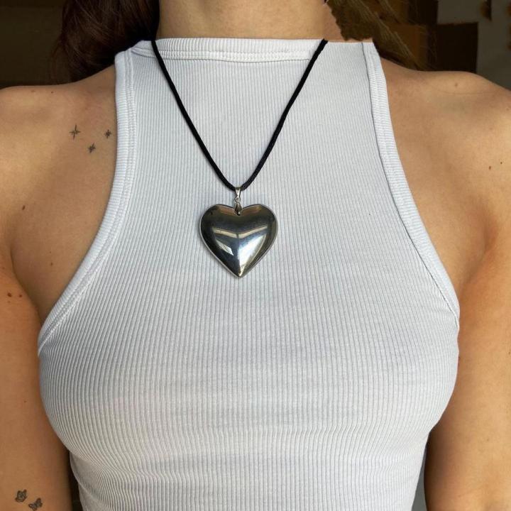 Rope%20chain%20necklace%20Hyperbole%20Exaggerated%20pendant%20necklace%20Glass%20pendant%20necklace%20Y2K%20fashion%20necklace%20Heart%20Beads%20chain%20necklace%20Unisex%20necklace%20Necklaces%20for%20Party%20necklace%20Fashion%20jewelry%20Gift%20for%20men%20Necklace%20for%20women%20-%20Image%202