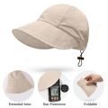 2024 Foldable Wide Brim Ponytail Sun Hat Drawstring Adjustable Cap Summer Quick-dry Visor Fisherman CapFor Women Beach Hat.