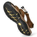 Summer Men Sandals Genuine Leather Mens Casual Shoes Outdoor Men Leather Sandals for Men Beach Shoes Roman Shoes Plus Size 38-48.