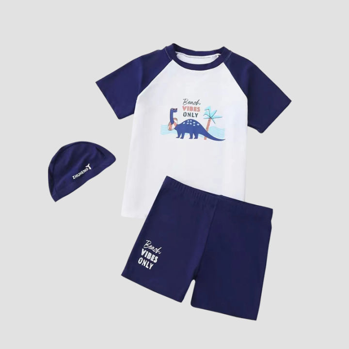 Children's swimsuits, boys, middle and large children, students, split swimsuit sets, cartoon prints, Korea baby beach swimsuits
