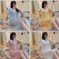 IELGY long nightdress Korean version ins summer pajamas women short-sleeved home service thin skirt. 