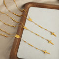 Carline Hot Sales Stainless Steel Necklace Cross Charm Pendant Necklace 18K Gold Plated Bead Necklace for Women Jewelry. 