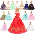【LuckyBabyFans Store】(New) fashion 15 items/set doll accessories = 5 dresses random pick 10 shoes wedding Noble party gown clothes for Barbie doll outfit. 