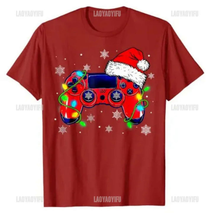 Video%20Game%20Controller%20Christmas%20Santa%20Hat%20Gamer%20Boys%20O-neck%20T-Shirt%20Gifts%20Gaming%20Lover%20Xmas%20Costume%20Family%20Matching%20Videos%20Games%20-%20Image%203