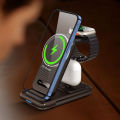 4in1 15W Foldable Wireless Charger Fast Charging Station For Iphone Magsafe For Apple Watch For Airport Travel Business Trip Tetuo. 