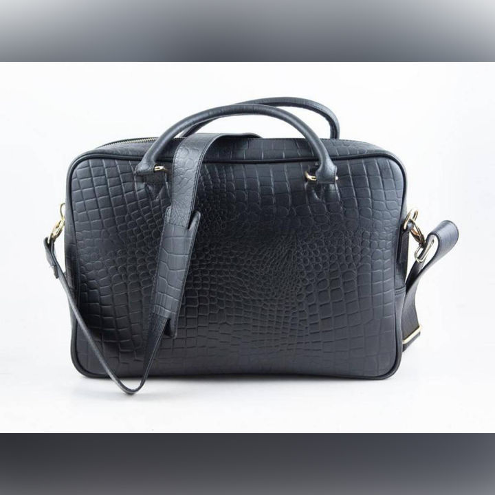 CROCO PRINT LEATHER BRIEFCASE OFFICIAL BAG BLACK FOR MEN SB-W15