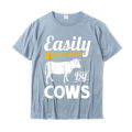 Easily Distracted By Cows - Funny Cow Famers Gift T-Shirt Fashion Student T Shirts Normal Tops Shirts Cotton Casual.
