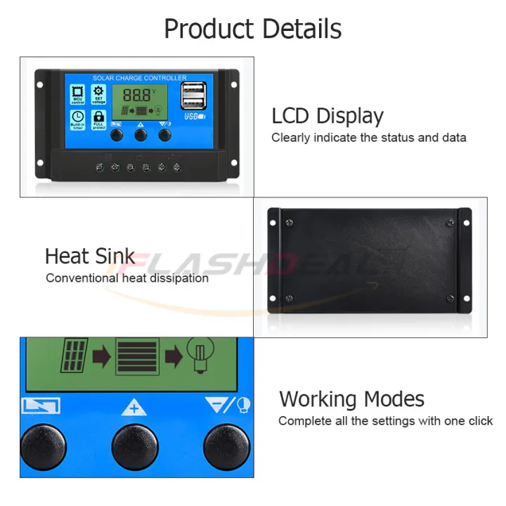 iFlashDeaal%2030A%20Solar%20Charge%20Controller%20Solar%20Panel%20Controller%2012V/24V%20Adjustable%20LCD%20Display%20Solar%20Panel%20B-attery%20Regulator%20With%20USB%20Port%20Auto%20PWM%20Controllers%20Intelligent%20System%20Charging%20Controller%20For%20Home%20-%20Image%207