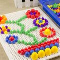296Pcs Puzzle Multicolored Educational Plastic Mushroom Nail Mosaic Pegboard for Children.