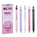 5pcs/box Black Pink Press Gel Pen Business Signature Pen Sweet Love Button 0.5mm Ballpoint Black Color Ink for Writing School Shapewear. 