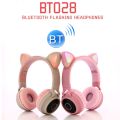 BT028C Cute Cat Ear Bluetooth 5.0 Headphones Foldable Wireless Headphone with Mic (Red). 