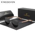 KINGSEVEN 2022 New Handmade Walnut Wood Round Sunglasses Men Women Polarized Mirror Sun Glasses Male Steampunk Shades Oculos. 