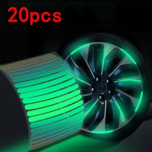 20pcs Car Wheel Hub Reflective Sticker Tire Rim Reflective Strips Luminous for Night Driving Car Bike Motorcycle Wheel Sticker