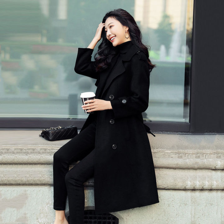%E3%80%90Plus%20Cotton%E3%80%91Women's%20Black%20Overcoat%20Mid-Length2022New%20Autumn%20and%20Winter%20High-End%20Hepburn%20Style%20Woolen%20Coat%20-%20Image%207