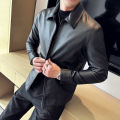 PU Leather Jackets For Men Clothing Autumn Winter Thick Warm Turn Down Collar Biker Jacket Slim Fit Casual Male Coat Black 5XL-M. 
