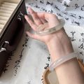 Xiaohongshu has the same style of chaise bracelet, round bar, thick glass, anti-jade, ice through bracelet, Hanfu accessories, ancient jingle bracelet girl. 