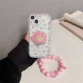 Phone Case For Compatible For iPhone 11 12 13 14 15 Pro Max 13 Mini 14 15 Plus Casing Fashion Cartoon Bracelet Chain Cute 3D Rabbit Flower Holder Clear Shockproof Back Cover TPU Silicone Soft.