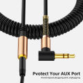 Audio Cable 3.5mm Elbow Spring Retractable Extension Cord Audio Cable Suitable For Mobile Computer Speakers.