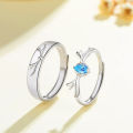 A deer with a couple pair of rings S925 sterling silver men and women versatile plain ring forest antler zircon Christmas ring.
