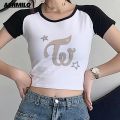 KPOP Twice Summer Harajuku Y2k T-shirt Korean Style T Shirt Women Streetwear Ulzzang Tshirts Crop Top Female Slim Fit Clothes.