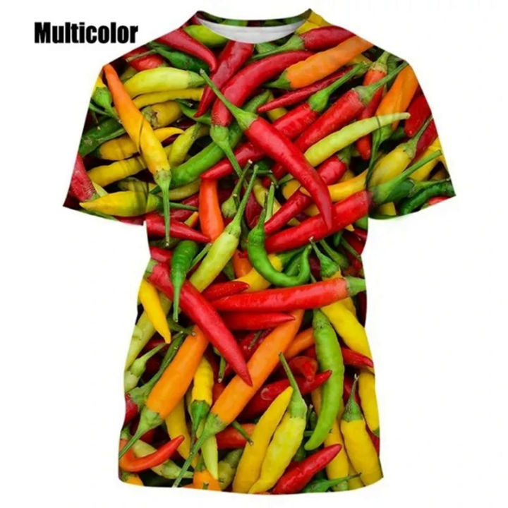 Personalized Chili Fashion 3D Printing Funny T Shirts Creative Pattern Short-sleeved Harajuku Unisex T-Shirt Top Male Female Tee