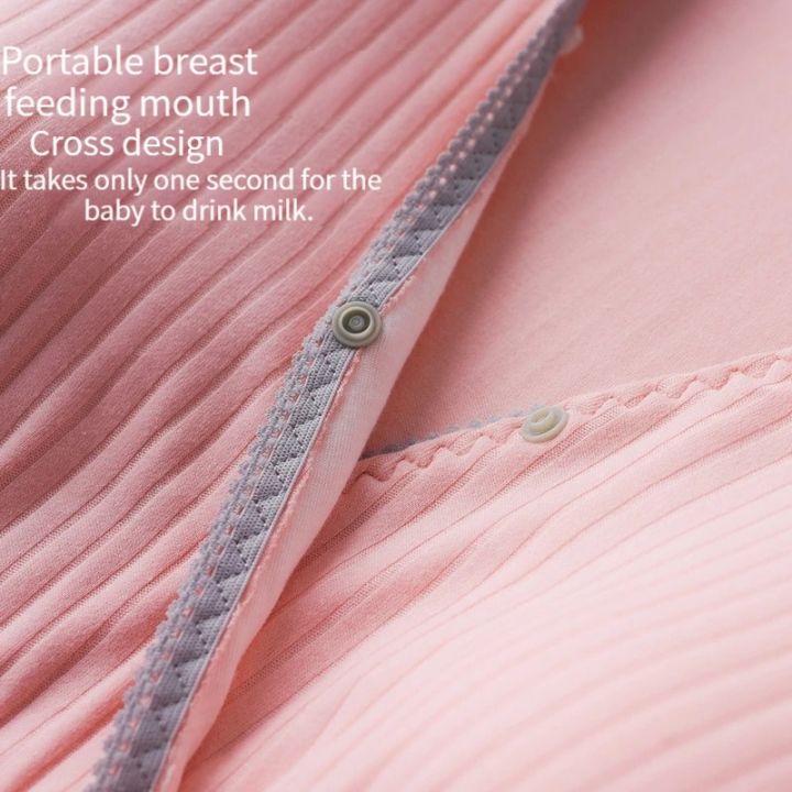 Modal%20Maternity%20Clothes%20Breastfeeding%20Nightgowns%20Nursing%20Sleepwear%20Hospital%20Loose%20Fitting%20Breast%20Feeding%20Pajamas%20Pregnancy%20Dress%20-%20Image%205
