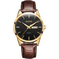 Olevs 6898 Brown PU Leather Analoge Fashion Wrist Watch For Men.