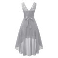 Lace Dress Bow Belt Elegant Irregular Length Dresses For Women Wedding Guest Sleeveless Bridesmaid Cocktail Party Dress. 