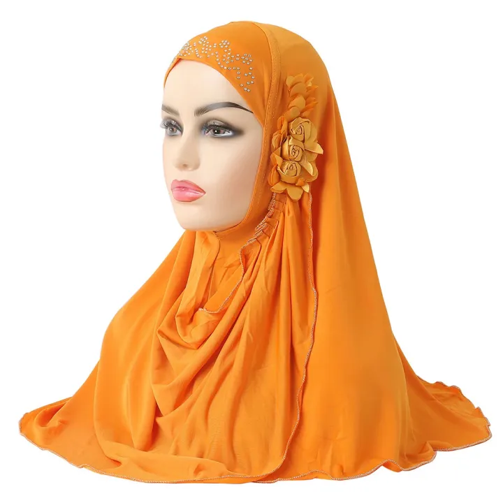 H208%20beautiful%20Muslim%20girls%20hijab%20with%20flowers%20pull%20on%20Amira%20Islamic%20scarf%20head%20wrap%20students%20headscarf%20headwear%20-%20Image%202