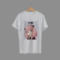Custom Experience - Spyxfamily Anya Forger Anime White Poly Cotton T-Shirt - T Shirt - Couture - High-end - Designed - Urban Vibes. 