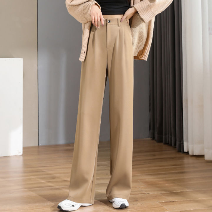 Women%20Chic%20Office%20Wear%20Straight%20Pants%20Vintage%20High%20Ladies%20Trousers%20Baggy%20Korean%20NEW%20Spring/Summer/Autumn%20Wide%20Leg%20Female%20-%20Image%204