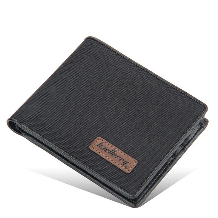 baellerry Korean version multi-card zipper canvas wallet fashion horizontal open wallet men's short wallet