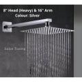 8" Head & 16" Arm Full Shower Set / SS Rain Shower Full Set  Stainless Steel. 