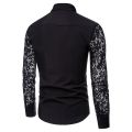Mens Flower Patchwork Embroidery Lace Shirt 2019 Fashion Transparent Dress Shirts Mens See Trough Club Party Event Chemise.
