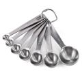 Stainless Steel Measuring Spoons Set of 7 Stackable Measure Spoon for Dry and Liquid Ingredients Etched Marked Baking Cooking Spoon with Detachable Ring Holder Exquisite Product. 