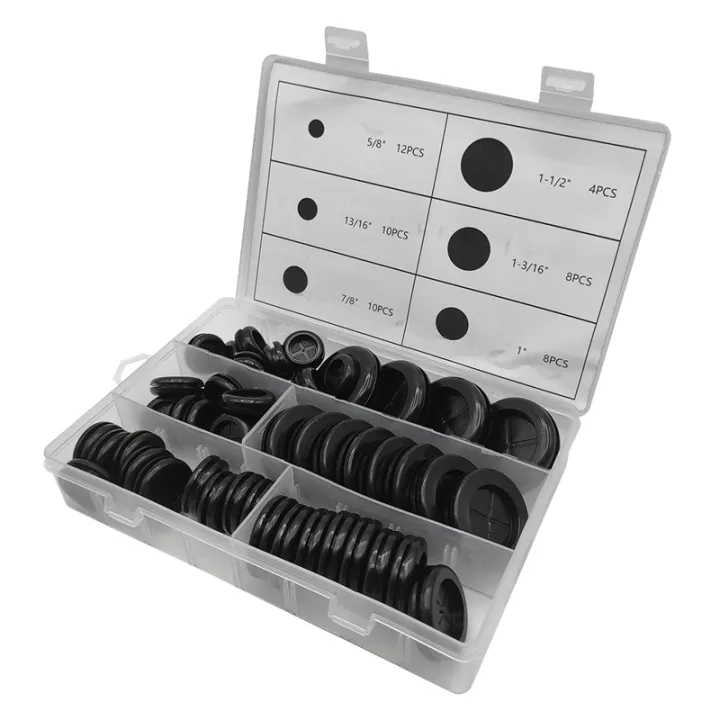 52Pcs%206%20Sizes%20Rubber%20Grommets%20for%20Wiring,Rubber%20Grommet%20Kit,Double%20Sided%20Round%20Rubber%20Plugs%20-%20Image%208