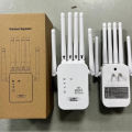 300Mbps Dual-Band Wireless WiFi Repeater/Extender/Booster with High-Speed Connectivity and Wide Coverage. 